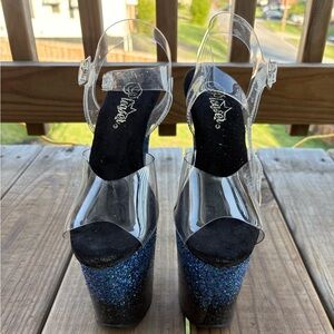 Pleasers blue glitter heels
